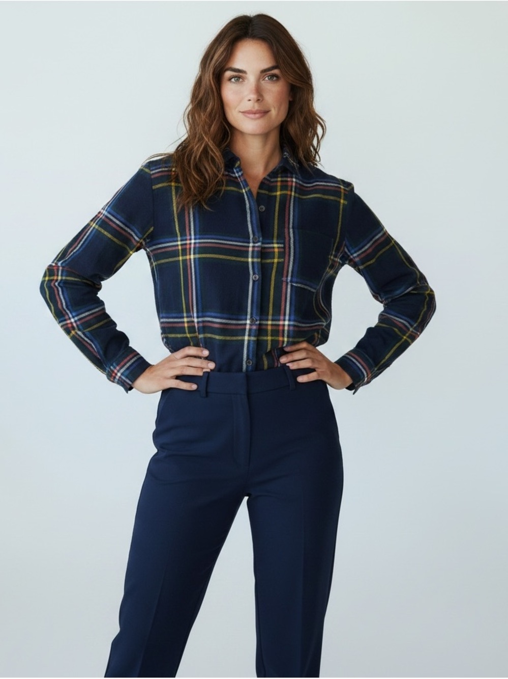 NWOT Old Navy Classic Button Front Plaid Women's Shirt Size LP